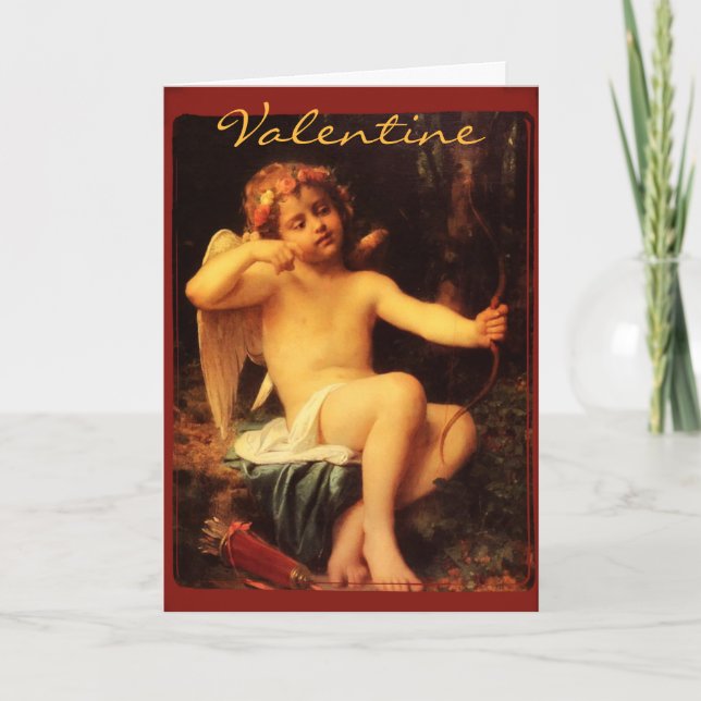 Cupid con la tarjeta del día de San Valentín de la (Anverso)