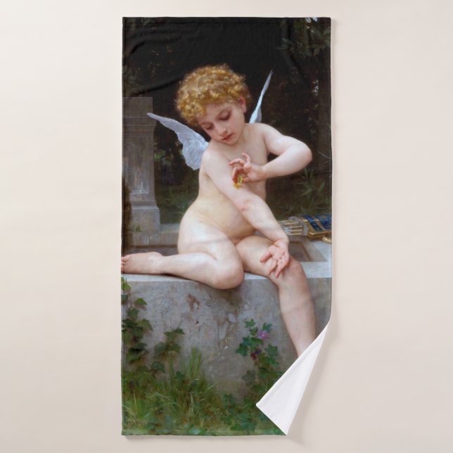 Cupido con mariposa, Bouguereau (Toalla de baño)