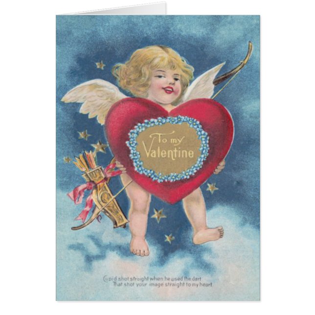 Cupido corazón en flor Estrellas nubes cielo (Frente)