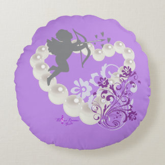 Cupido Perlas Corazón Floral Púrpura 2 Almohada re
