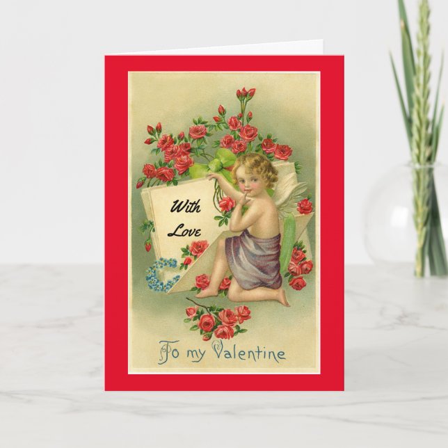 Cupido vintage con tarjeta de desplazamiento (Anverso)