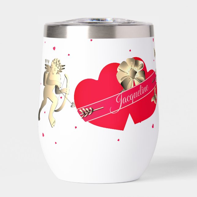 Cúpido y corazones de San Valentín  (Frente)
