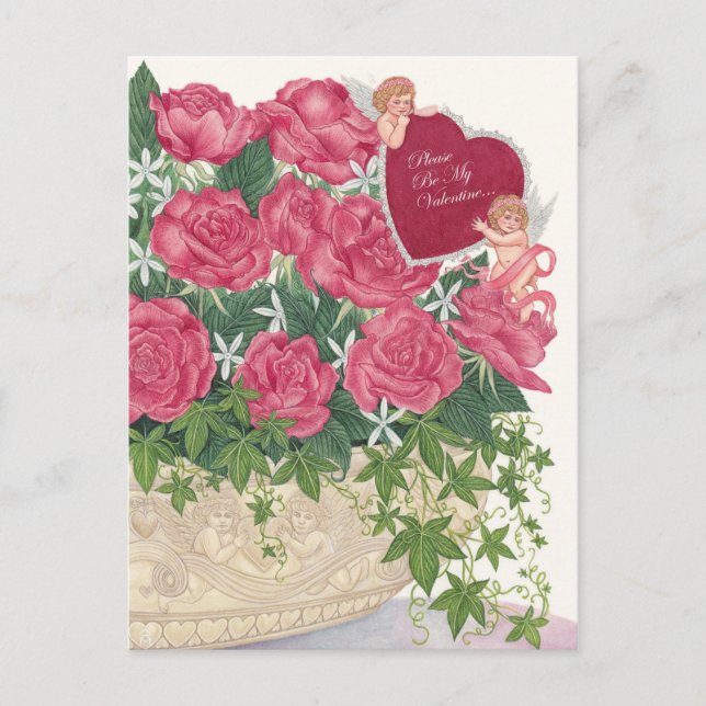 Cupidos y Rosas San Valentín postales (Anverso)
