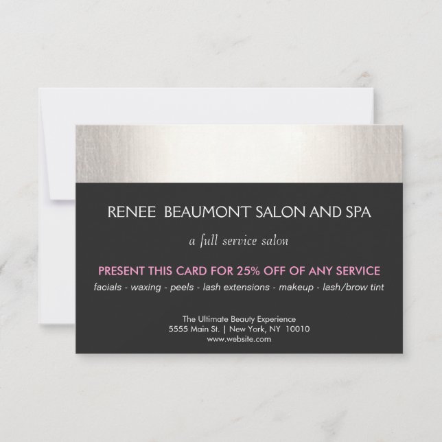 Cupón de clientes de Silver y Black Salon y Spa (Anverso)