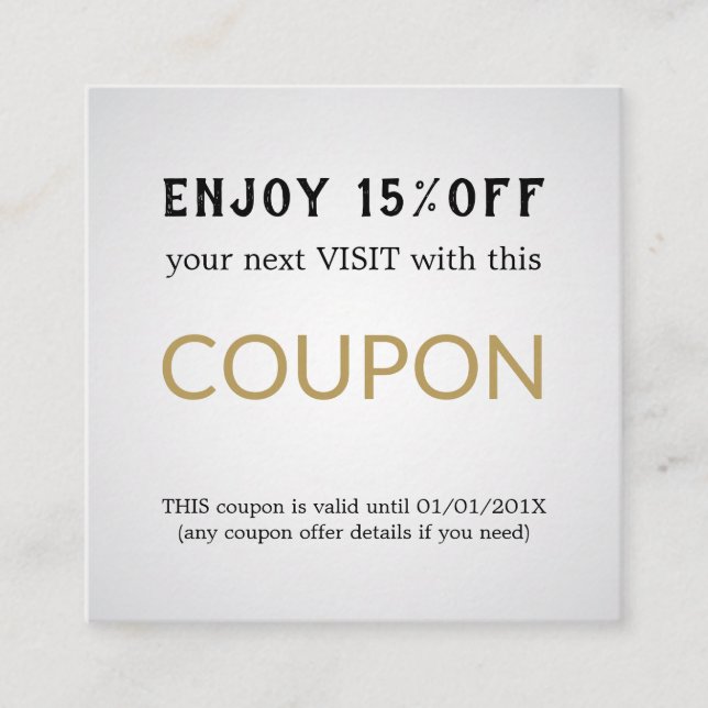 Cupón de descuento simple y moderno (Anverso)