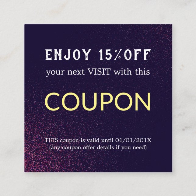 Cupón de descuento simple y moderno (Anverso)