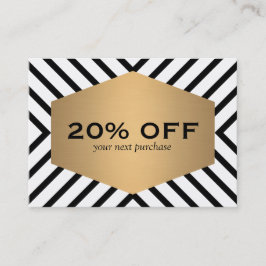 Cupón de oro del patrón blanco negro retro Mod