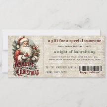 Cupón de Regalo de Navidad con Papel Antiguo Vinat