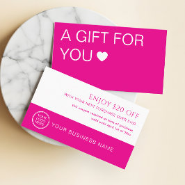 Cupón de regalo rosa caliente para salón de bellez