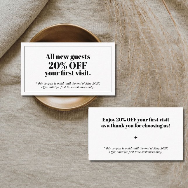 Cupón minimalista negrita de salón blanco negro (Subido por el creador)