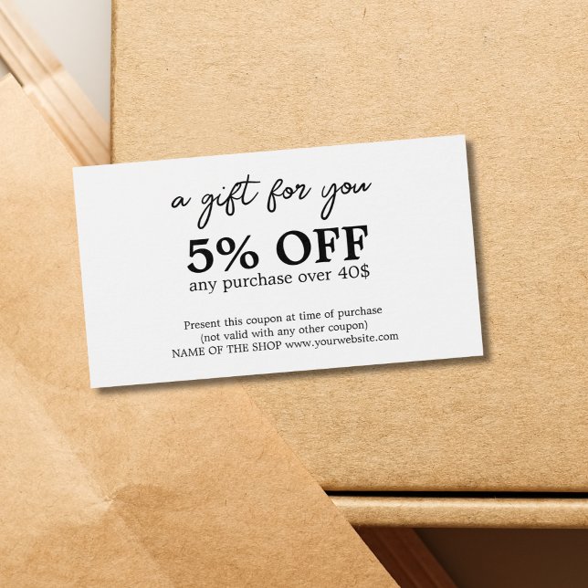 Cupón negrita blanco minimalista (Subido por el creador)