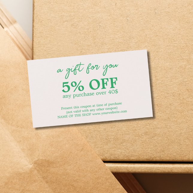 Cupón negrita verde verde minimalista (Subido por el creador)