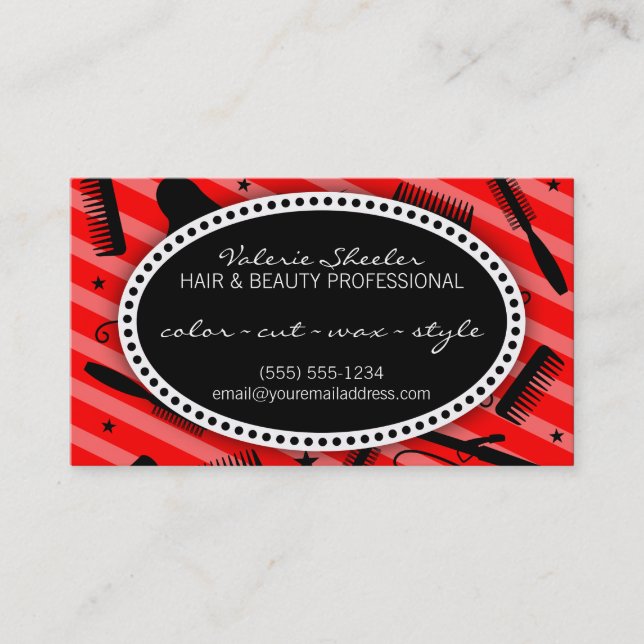 Cupón roja clásica del pelo y de la belleza (Anverso)