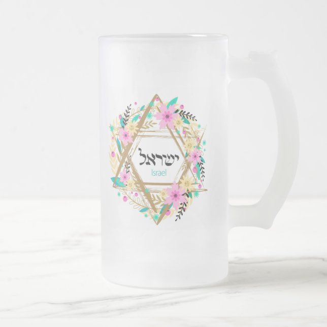 Cups de tazas de vidrio escarlatado de Judaica - R (Derecha)