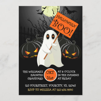 Curada invitación a la fiesta de Halloween con fan