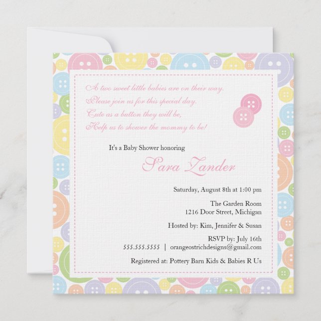 Curado como un botón Chicas gemelos Invitación a B (Anverso)