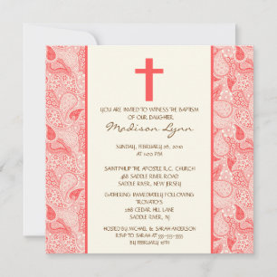 Cural PAISLEY Bebé Baptismo Invitación