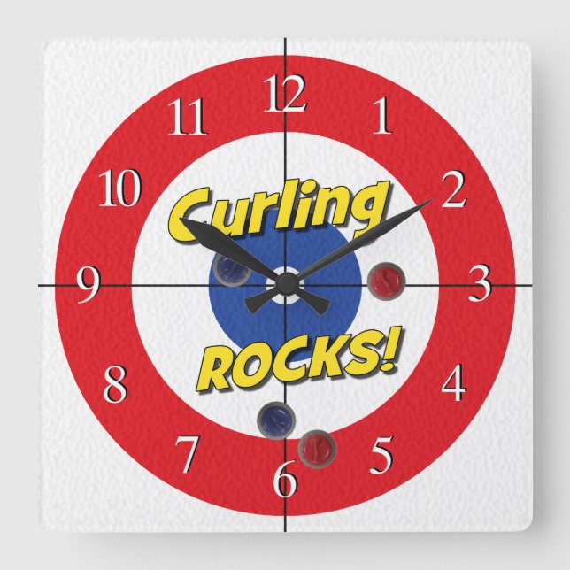 "¡Curando ROCAS!" Reloj de Curler - (rojo) (Anverso)