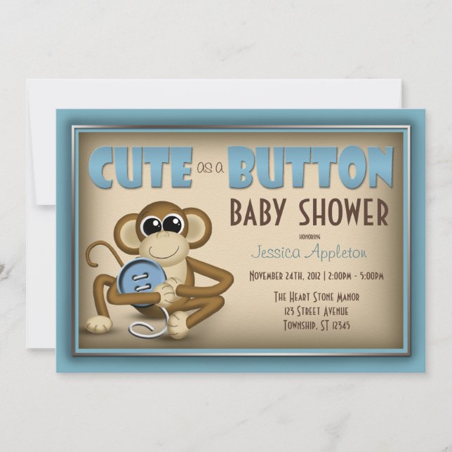 Curar como una invitación de Baby Shower azul botó (Anverso)