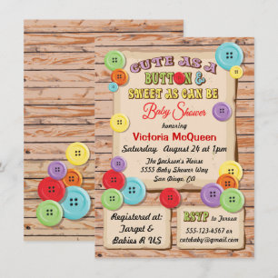 Curar como una invitación de Baby Shower de botón