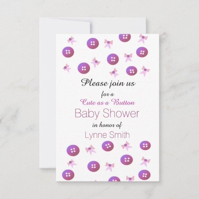 Curar como una invitación de Baby Shower de botón (Anverso)