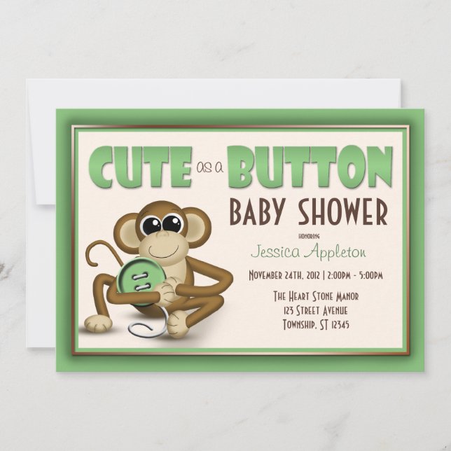 Curar como una invitación de Baby Shower verde bot (Anverso)