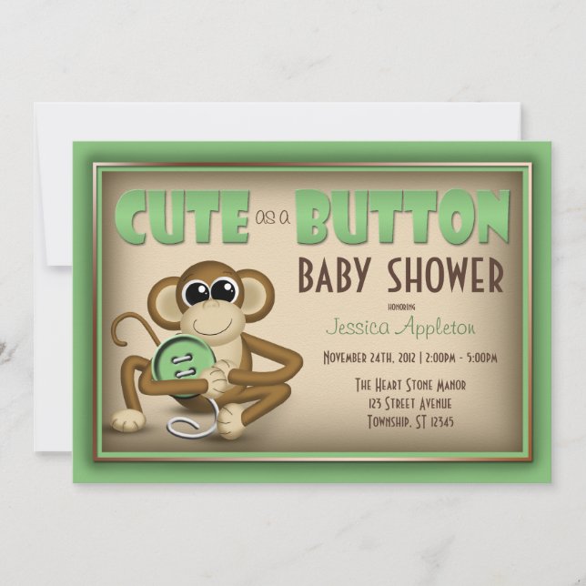 Curar como una invitación de Baby Shower verde bot (Anverso)