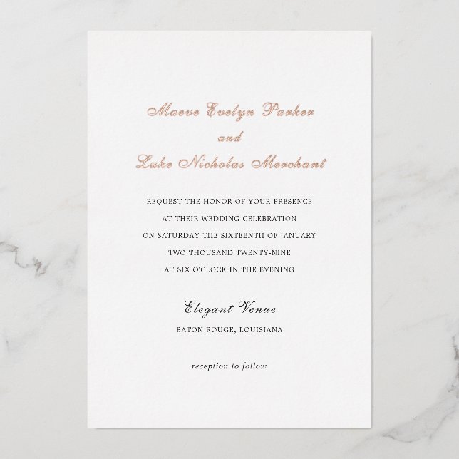 Curar la invitación a la boda tradicional (Anverso)