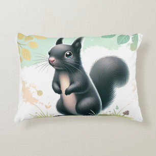 "Curiosa almohada de ardilla negra - Inspirada en 