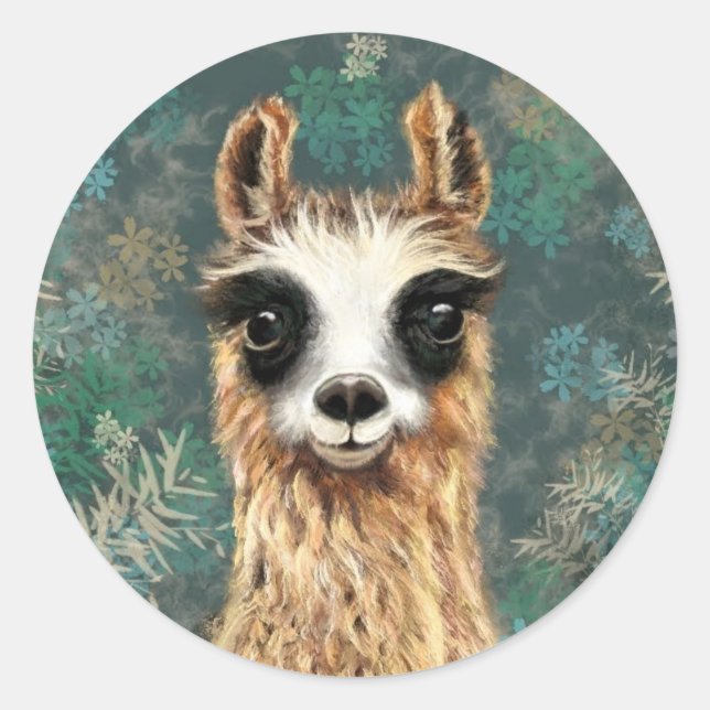 Curiosa Bebé Llama Funny Pegatina Alpaca (Anverso)