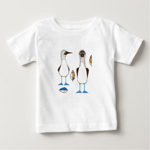 Curiosa camiseta de pie azul