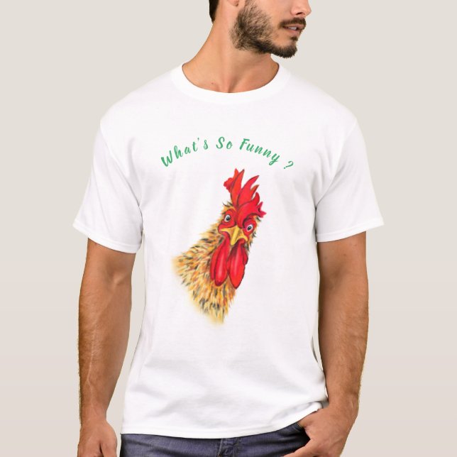 Curiosa Camiseta De Rooster Sorprendida - Texto Pe (Anverso)