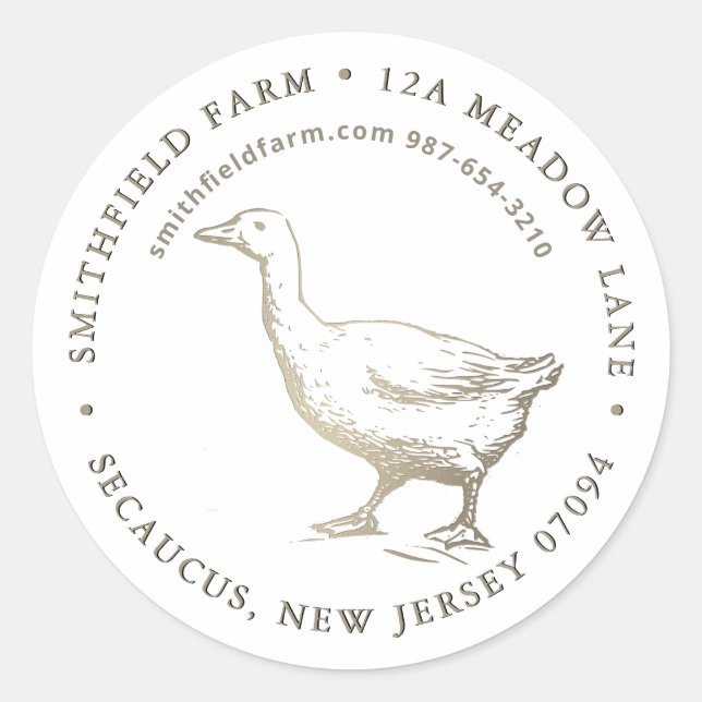 Curiosa Granja de ganso o etiqueta de negocio (Anverso)