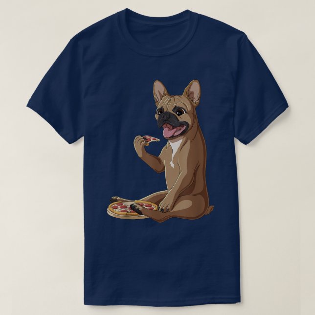 Curiosa Perro Pizza Lover Camiseta de Bulldog fran (Diseño del anverso)