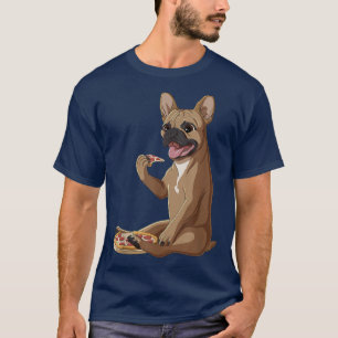 Curiosa Perro Pizza Lover Camiseta de Bulldog fran