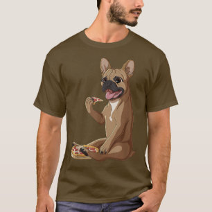 Curiosa Perro Pizza Lover Camiseta de Bulldog fran