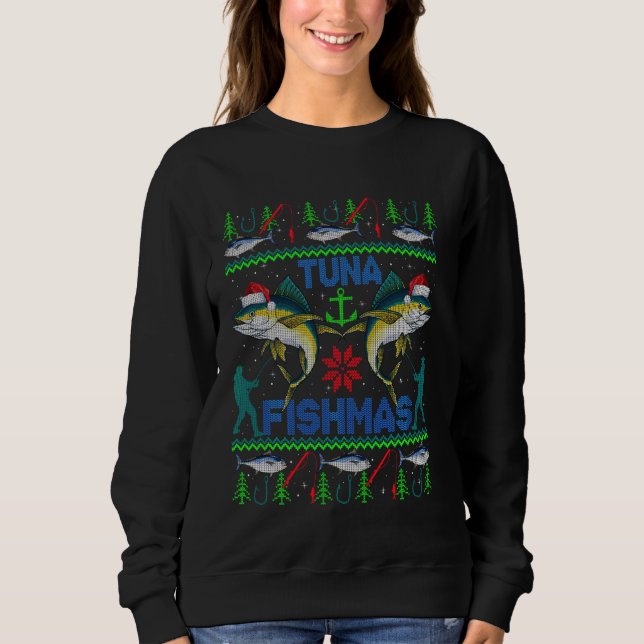 Curiosa pesca de atún Navidades feos suéter (Anverso)