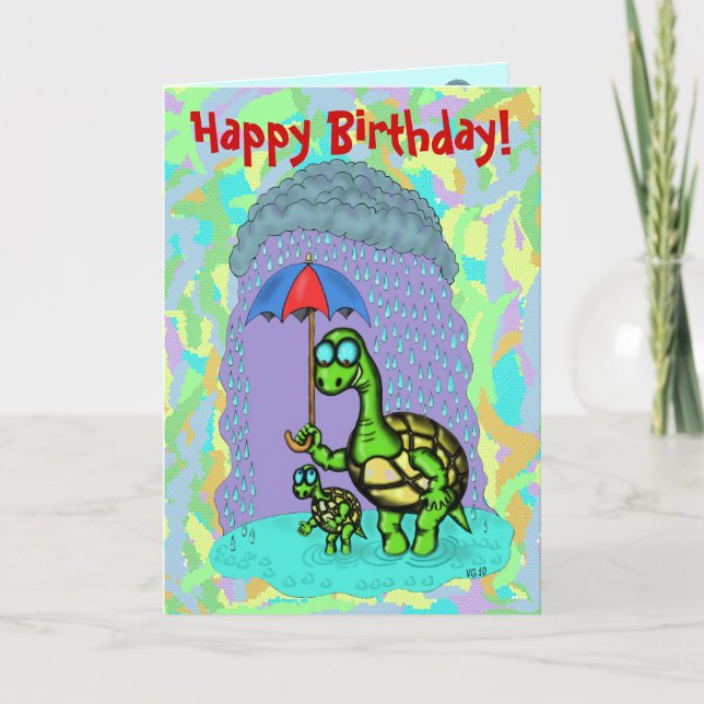 Curiosa tortuga linda feliz tarjeta de cumpleaños (Anverso)