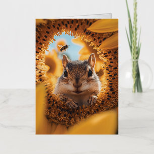 Curioso Chipmunk Peeando a través del girasol comi