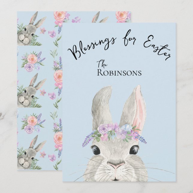 Curioso conejo rosa Lilac floral cutánea Pascua (Anverso / Reverso)