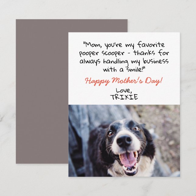 Curioso de la tarjeta de Día de la Madre de perro (Anverso / Reverso)