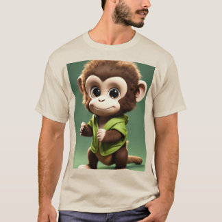 Curioso mono ardilla en la camiseta de la jungla