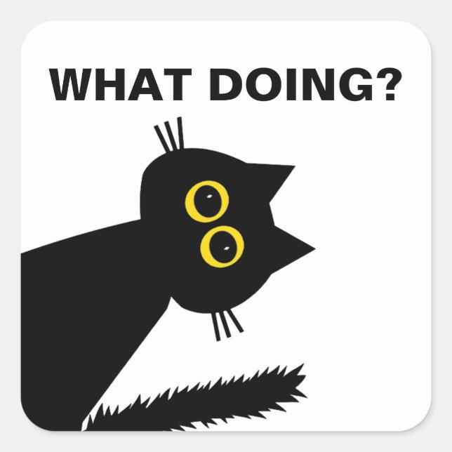 Curioso pegatina de gato negro (Anverso)