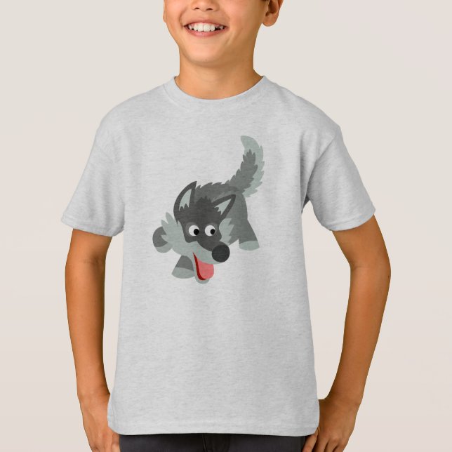 Curioso Personalizado Lobo, una camiseta para niño (Anverso)