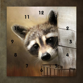 Curioso reloj de pared de mapache