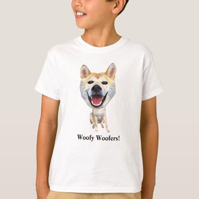 Curioso Shiba Inu Perro Niños Camiseta (Anverso)