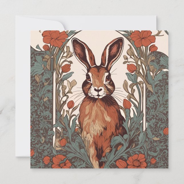 Curious Hare William Morris Inspiró Floral (Anverso)