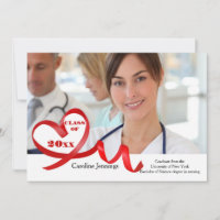 Curling Ribbon Heart Photo Graduation Invitación a