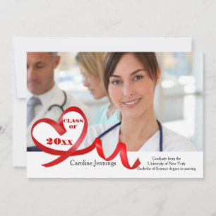 Curling Ribbon Heart Photo Graduation Invitación a