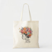 "Curls in Bloom" Floral de Primavera Bolsa de Gráf